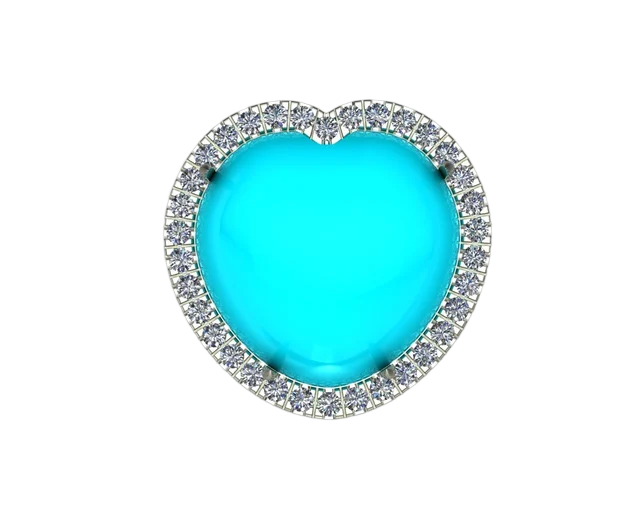 Сердце-каст с бирюзовым кабошоном