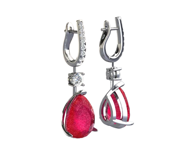 Серьги-подвески с бриллиантовой дорожкой