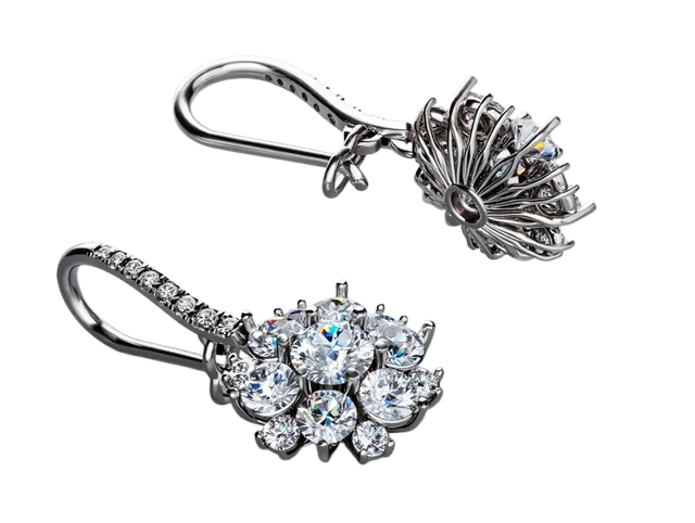Серьги-кластеры с цветком