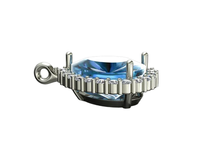 Кулон-капля с голубым грушевидным камнем