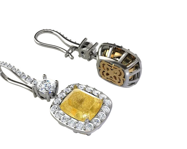 Серьги-капли с жёлтым кушоном