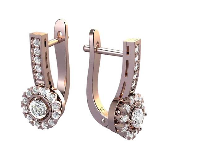 Серьги с цветочным ореолом камней