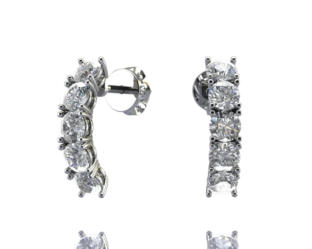 Серьги-дорожка из пяти бриллиантов
