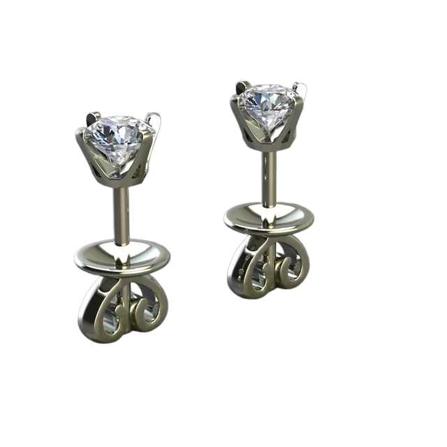 Серьги с бриллиантом и ажурными завитками