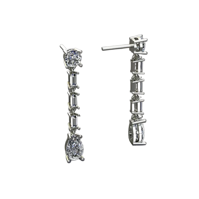 Серьги-линии с бриллиантовой подвеской