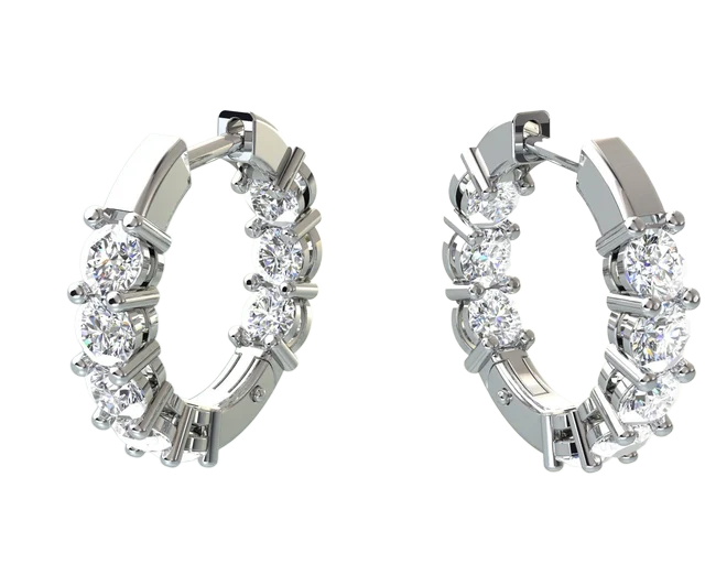 Серьги-хупы с бриллиантовым рядом