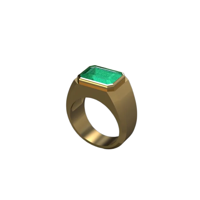 Мужской перстень с зелёным октагоном