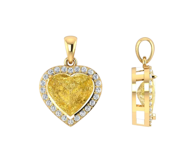 Сердце с жёлтым кабошоном
