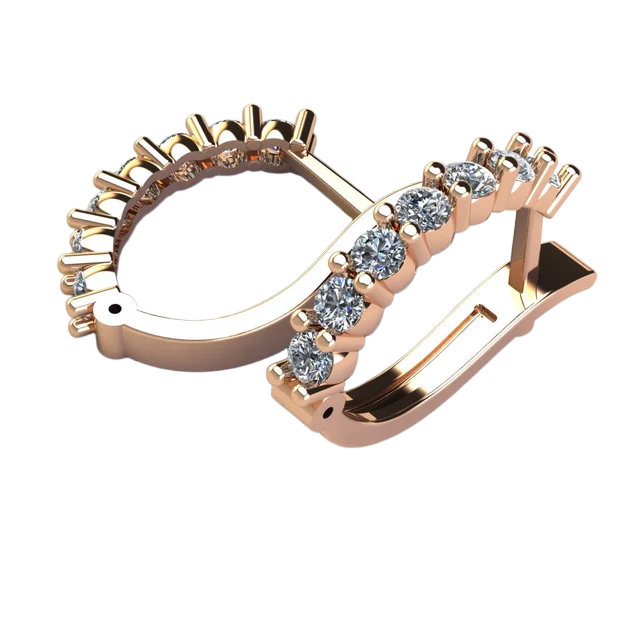 Серьги на английской швензе с дорожкой из бриллиантов