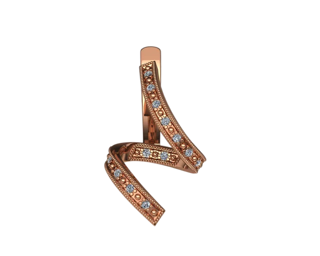 Серьги-спирали из розового золота с бриллиантами