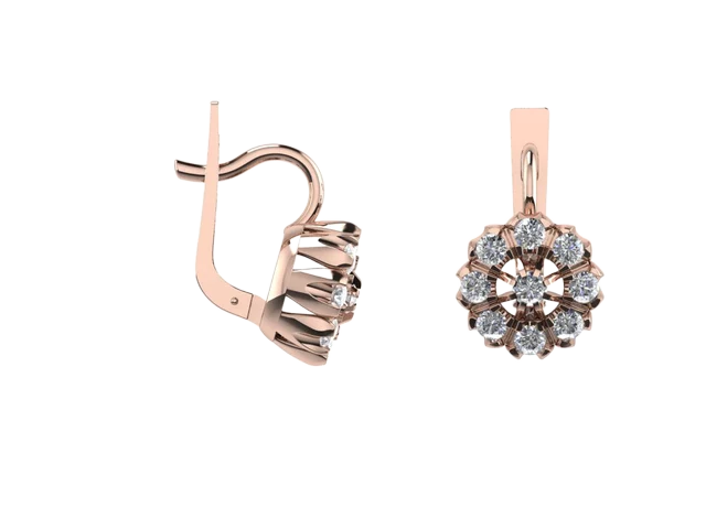 Серьги-цветы с бриллиантовым кластером