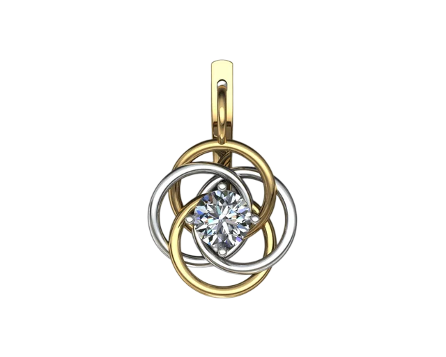 Серьги-узлы с бриллиантом из двухцветного золота