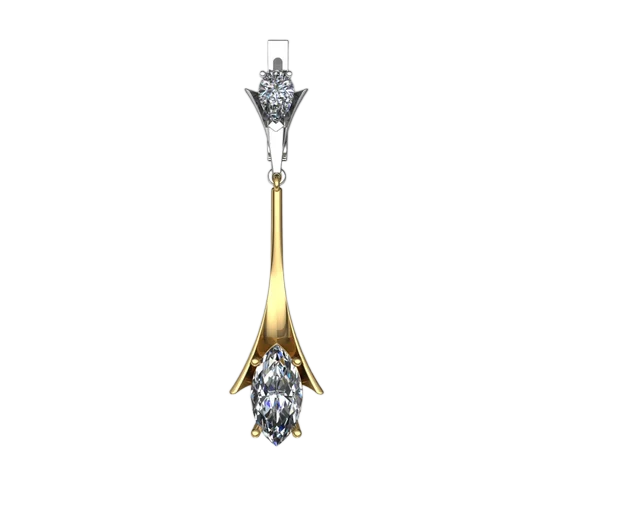 Серьги с бриллиантом маркиз на штифте