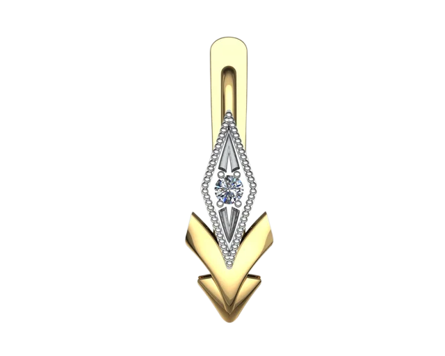 Серьги-стрела с бриллиантом