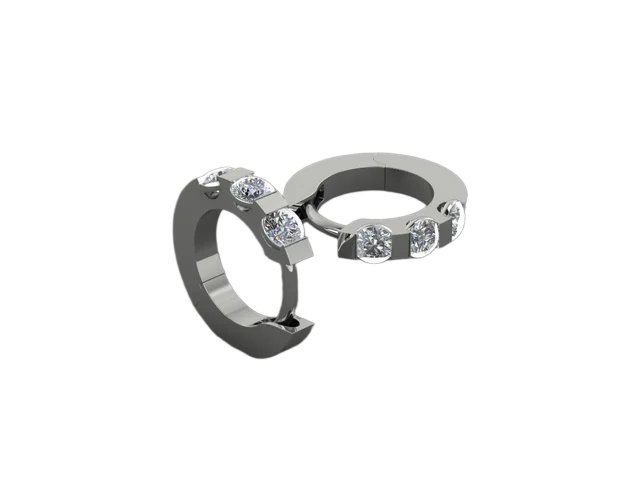 Серьги-конго с дорожкой из трёх бриллиантов