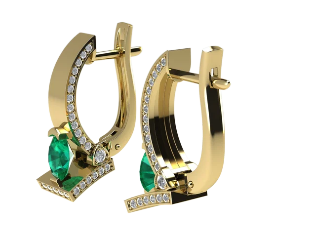 Серьги с зелёным овальным камнем и бриллиантами