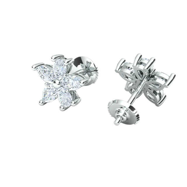 Серьги-цветок из маркизных бриллиантов