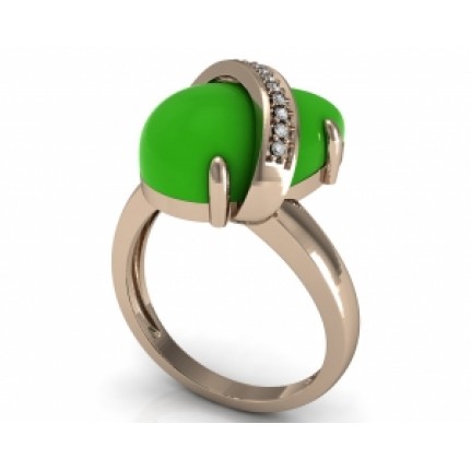 Кольцо с крупным камнем и дорожкой камней Os 7167