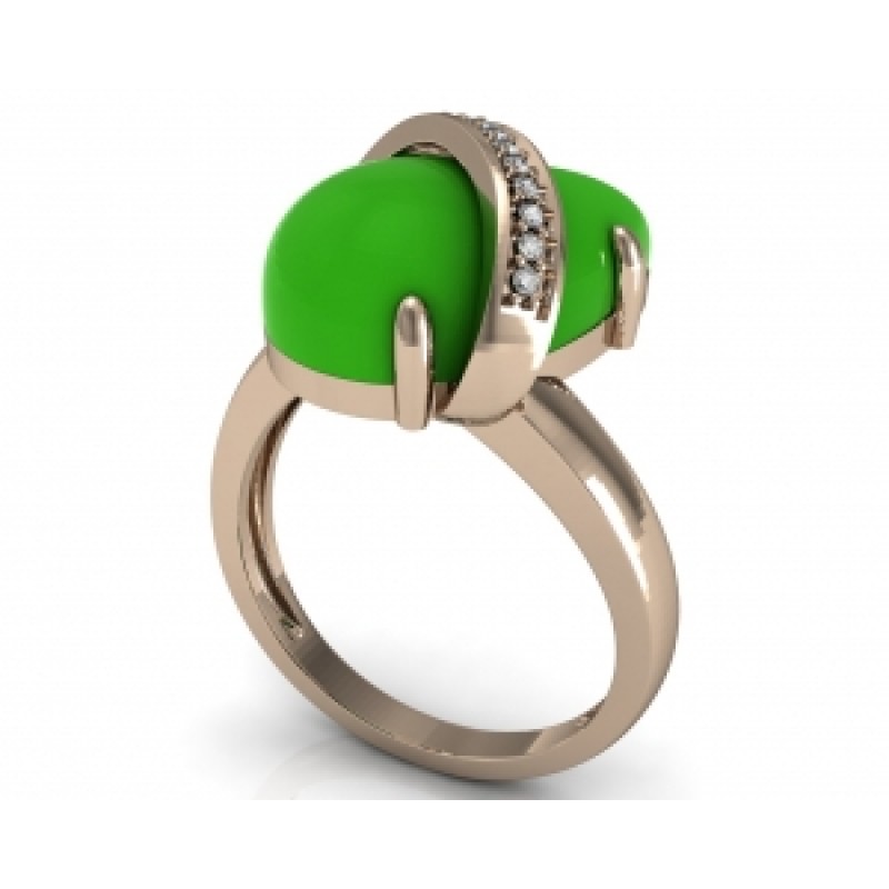 Кольцо с крупным камнем и дорожкой камней Os 7167