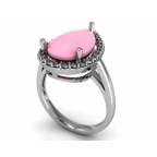 Кольцо с крупным камнем в обрамлении мелких камней Os 7140