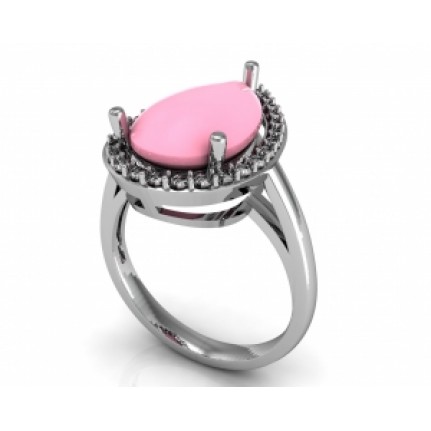 Кольцо с крупным камнем в обрамлении мелких камней Os 7140