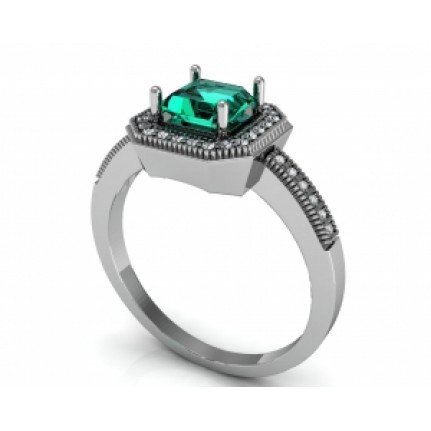 Кольцо с крупным камнем в обрамлении мелких камней Os 2604