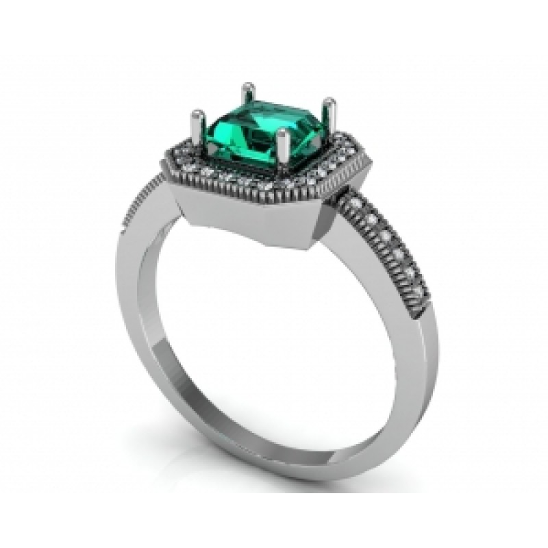 Кольцо с крупным камнем в обрамлении мелких камней Os 2604