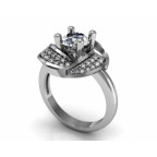 Кольцо с крупным камнем и дорожками камней Os 7192