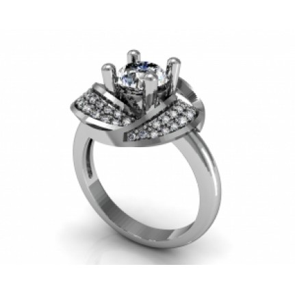 Кольцо с крупным камнем и дорожками камней Os 7192