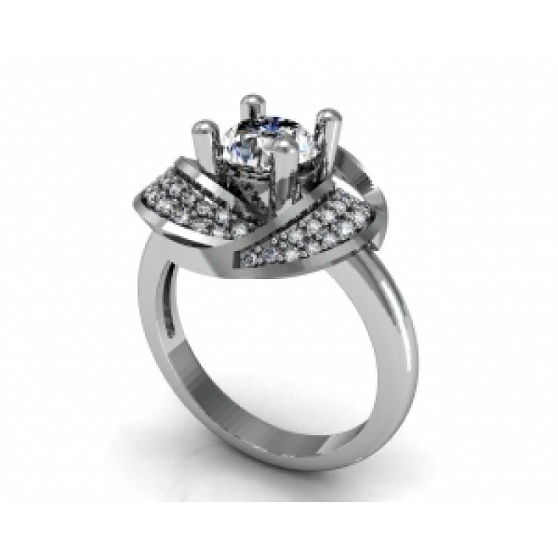 Кольцо с крупным камнем и дорожками камней Os 7192