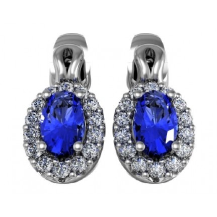 Серьги с крупным камнем в обрамлении мелких камней Os 1535