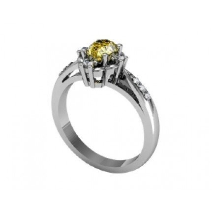 Кольцо с крупным камнем и дорожками камней Os 1500