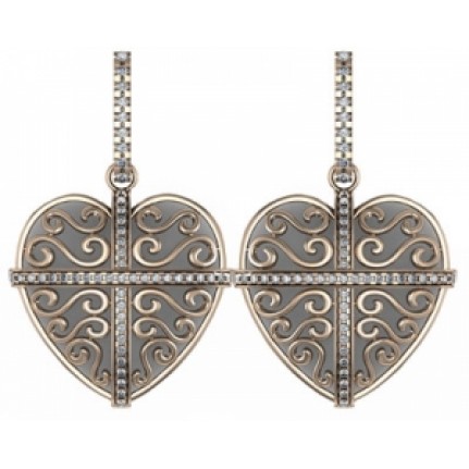 Серьги ажурные Сердце с дорожками камней Os 1605