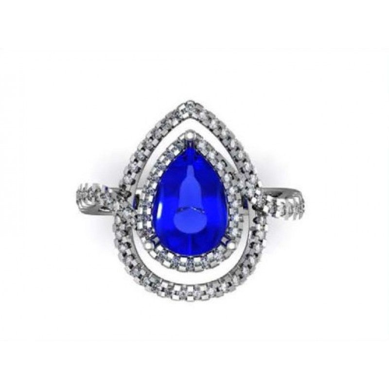 Кольцо с крупным камнем и дорожками камней Os 1220