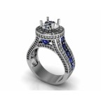 Кольцо с крупным камнем в обрамлении мелких камней Os 2529