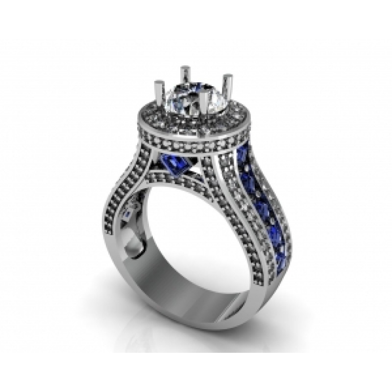 Кольцо с крупным камнем в обрамлении мелких камней Os 2529