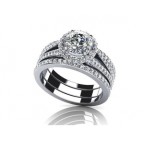 Кольцо тройное с крупным камнем и дорожками камней Os 2574