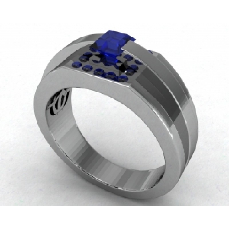 Кольцо с крупным камнем в обрамлении мелких камней Os 3058