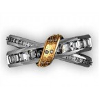 Кольцо двухцветное с дорожками камней Os 2036