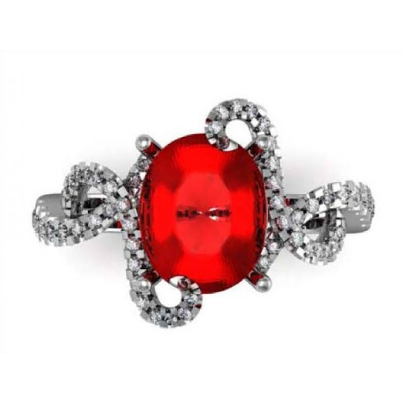 Кольцо с крупным камнем и дорожками камней Os 1300