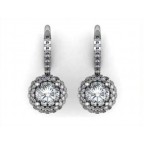 Серьги с крупным камнем в обрамлении мелких камней Os 4008