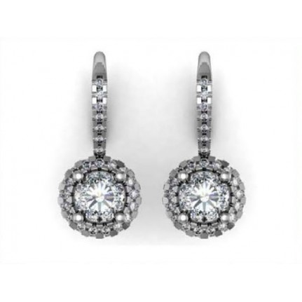 Серьги с крупным камнем в обрамлении мелких камней Os 4008