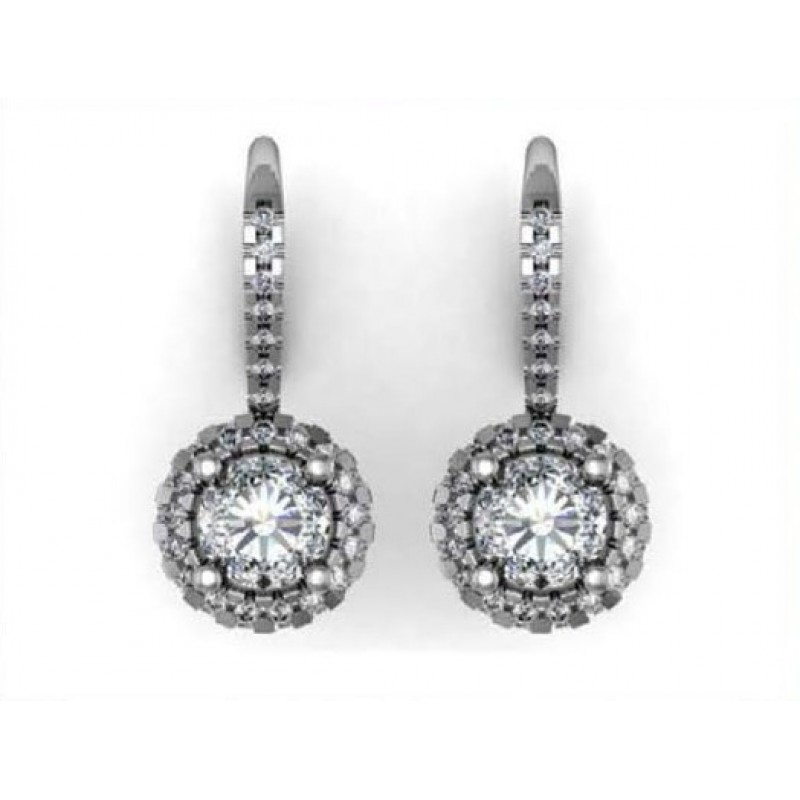 Серьги с крупным камнем в обрамлении мелких камней Os 4008