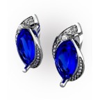 Серьги с крупным камнем и дорожками камней Os 4068