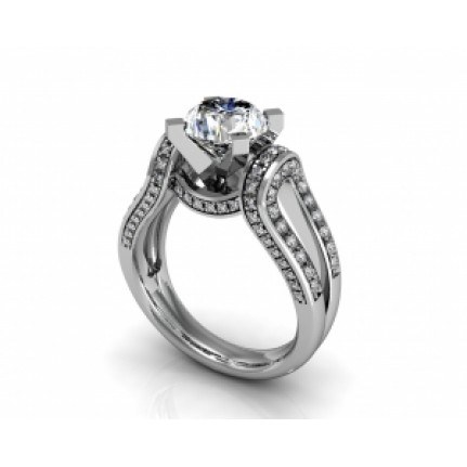 Кольцо с крупным камнем и дорожками камней Os 2512