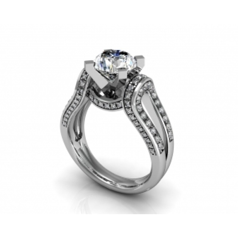 Кольцо с крупным камнем и дорожками камней Os 2512