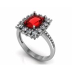 Кольцо с крупным камнем в обрамлении мелких камней Os 7138