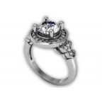 Кольцо с крупным камнем в обрамлении мелких камней Os 2507