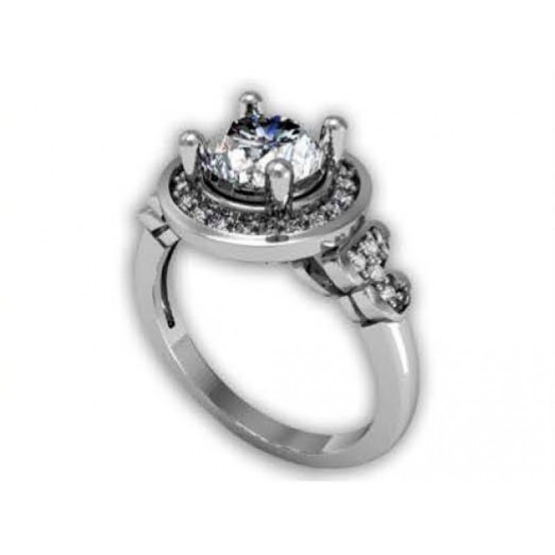 Кольцо с крупным камнем в обрамлении мелких камней Os 2507