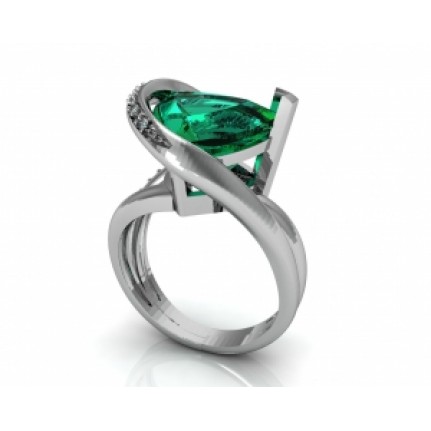 Кольцо с крупным камнем и дорожкой камней Os 7096